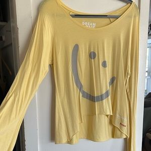 Almost new long sleeved buttery yellow happy tshirt!